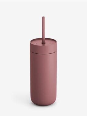 Matte Dusty Rose Travel Tumbler with Reusable Straw